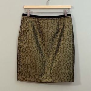 LOFT Gold and Black Pencil Skirt
